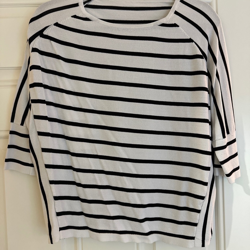 98%linen Striped Black and White Women's Top